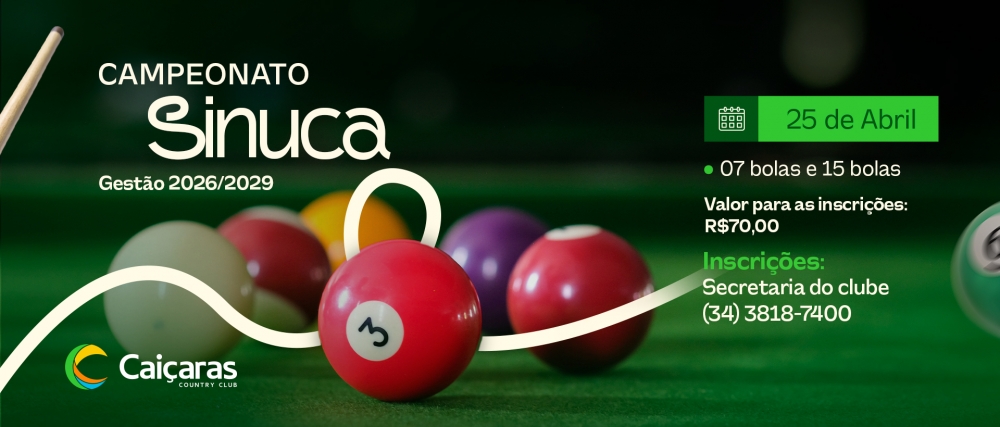 Caiçaras promove Campeonato de Sinuca da Gestão 2026/2029 em abril